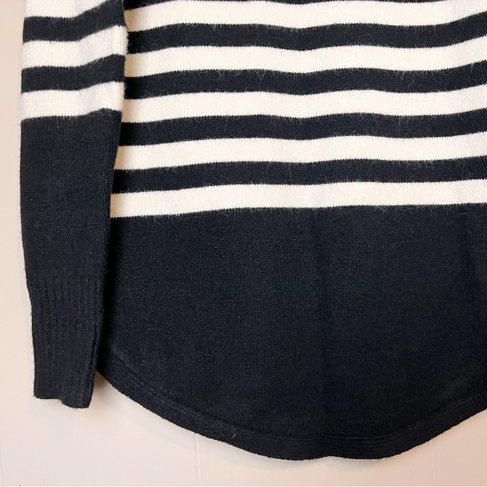 Anthropologie Black Striped Sweater XS Breton Stripe pullover neutral casual - Picture 4 of 10